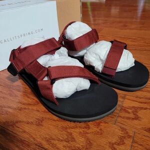 Call It Spring Burgundy and Black Sandals